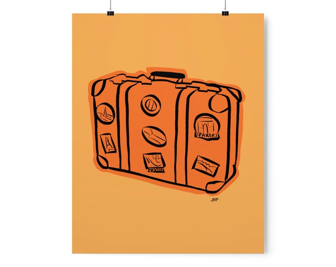 Suitcase Orange Premium Art Prints