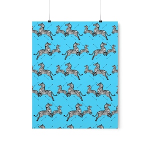 Royal Tenenbaums Zebra Wallpaper Blue Premium Art Prints