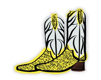 Cowboy Boots Yellow Texas Sticker