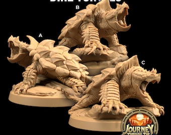 Dire Turtle Set | Dragon Trappers Lodge | Journey Through The Direlands | 32mm Scale Resin Printed Tabletop RPG Figure For DND