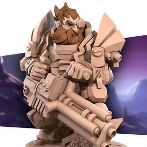 Space Dwarf Soldier | Bullet Galaxy | Bite The Bullet | 35mm Scale | Resin Printed Tabletop RPG Miniature Figures | DND | 5E