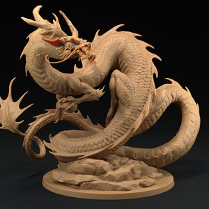 Fire Dragon | Dragon Trappers Lodge | Chosen Of The Kami | 32mm Scale Resin Printed Tabletop RPG Figure For DND