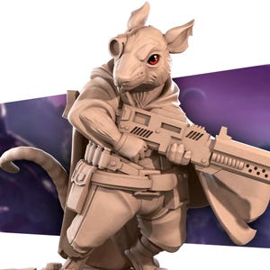 Space Ratfolk Soldier | Bullet Galaxy | Bite The Bullet | 35mm Scale | Resin Printed Tabletop RPG Miniature Figures | DND | 5E