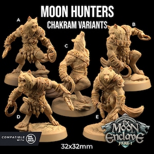 Moon Hunters Set | Dragon Trappers Lodge | The Moon Enclave | 32mm Scale Resin Printed Tabletop RPG Figure For DND