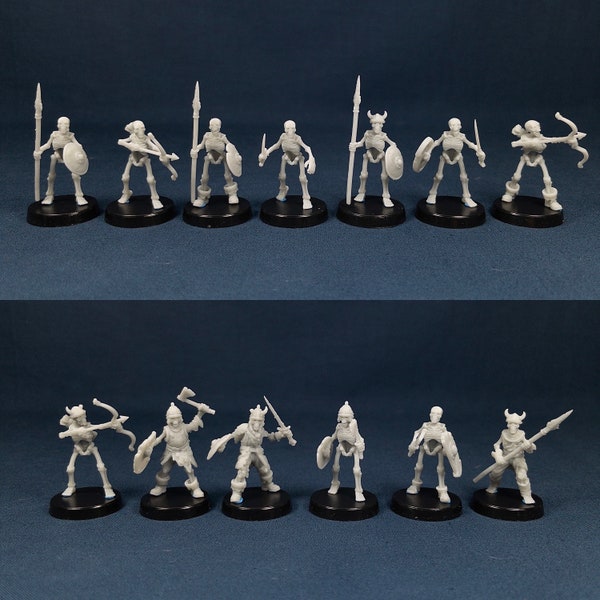 Skeleton Soldier Set (13 Minis) | Vae Victis Miniatures | 32mm Scale | Resin Printed Tabletop RPG Figures | DND | 5E