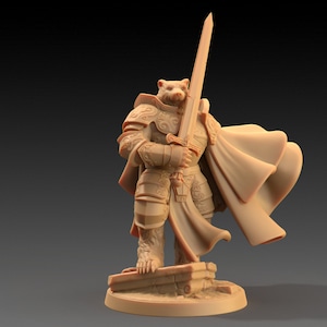 Lord Samson, Badger Knight | Dragon Trappers Lodge | The Critterfolk of Bluewoods Barrows | 32mm Scale Resin Printed TTRPG Figure For DND