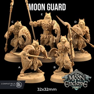 Moon Guard Set | Dragon Trappers Lodge | The Moon Enclave | 32mm Scale Resin Printed Tabletop RPG Figure For DND