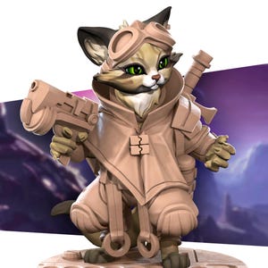 Space Catfolk Vanguard | Bullet Galaxy | Bite The Bullet | 35mm Scale | Resin Printed Tabletop RPG Miniature Figures | DND | 5E