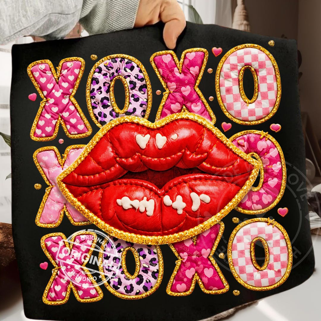 XOXO Valentine Lips PNG ,glitter Pink Leopard Coquette Y2K Sublimation ...