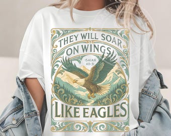 Christian Eagle Bible Verse PNG | Isaiah 40:31 Soar on Wings Like Eagles Scripture Design | Inspirational Religious Art Digital Download