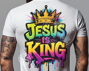 Jesus Is King Graffiti Crown PNG: Christian Faith Digital Art (Digital Download)