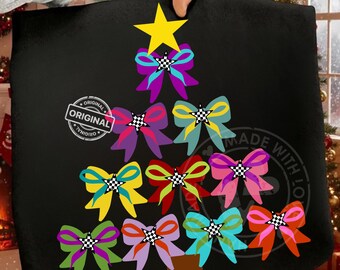 Rutig rosett julgran PNG | Färgglad band clipart (digital nedladdning)