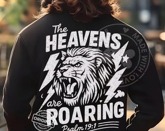 Christian Lion Roaring - Psalm 19:1 Vintage Scripture Art (PNG Digital Download)