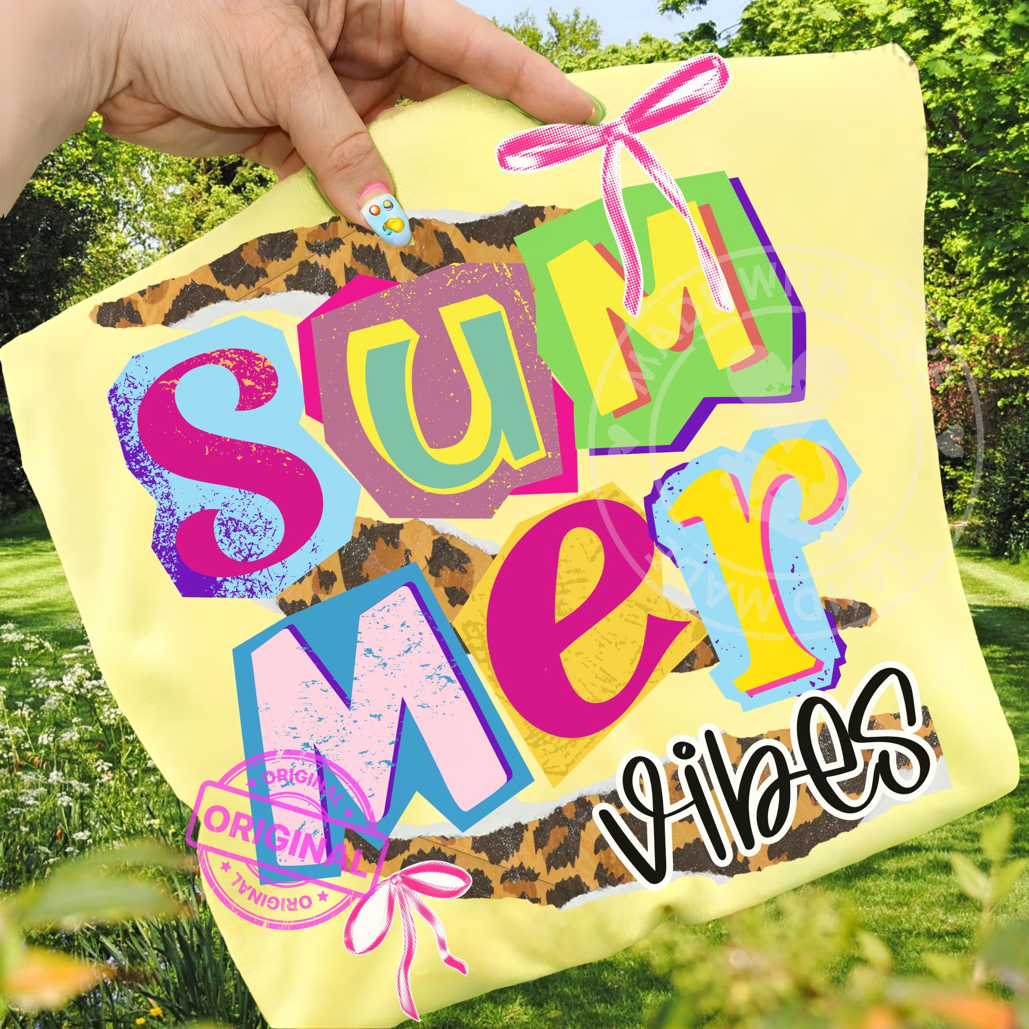 Summer Ransom Note Typography Retro Summer Vibes, Colorful Ransom Note, Leopard Bow Collage PNG ...