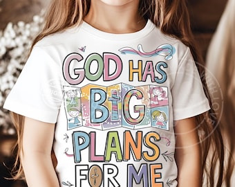 Christian Kids PNG : Dieu a de grands projets, verset biblique clipart (téléchargement numérique)