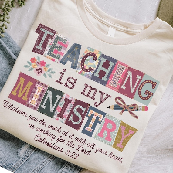 Christian Teacher PNG: Patchwork Quilt, Cottagecore Faith Design (Digital Download