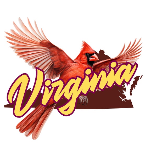 Virginia Clip Art, digital download, Virginia State bird, cardinal png, Virginia tshirt design, instant download