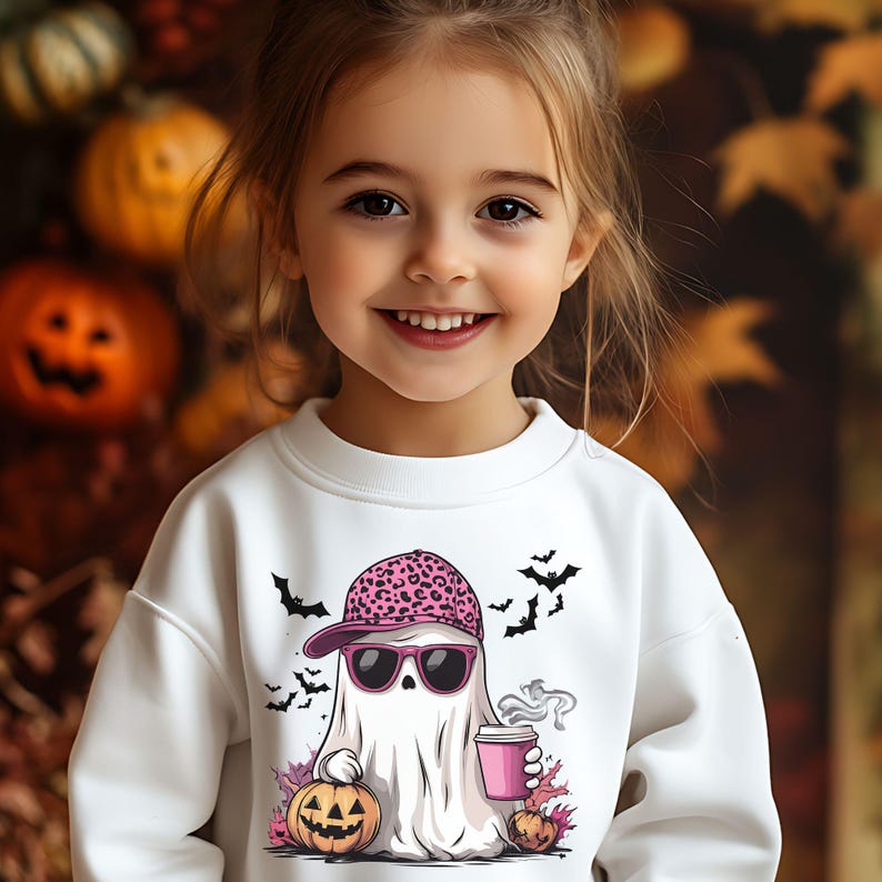 Mepase Pink Ghost Halloween Costume Set For Kids & Adults – Includes Cape & Pumpkin Candy Bag (2 Sizes)