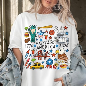 Happy 250 America PNG | Barnklotter Patriotisk USA-design | 1776-2026 USA:s 250-årsjubileum