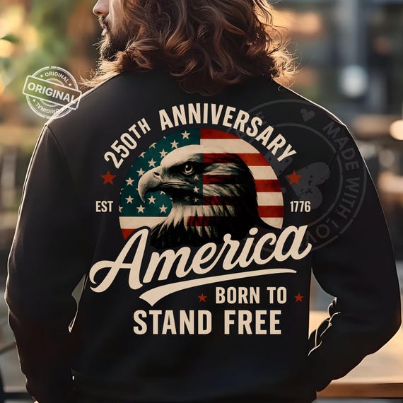 America 250th Anniversary PNG, Eagle USA Flag Patriotic Design, Born to Stand Free, Vintage Independence Day Sublimation, 1776 Freedom Shirt