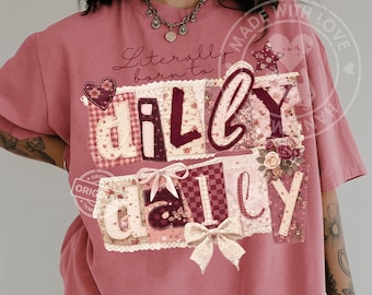 Literally Born To Dilly Dally Cottagecore Quilt PNG, Coquette Floral Patchwork Digital Download
