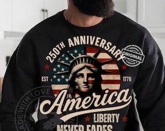 America 250th Anniversary PNG, Statue of Liberty Flag Overlay, Patriotic USA Design, Liberty Never Fades, Vintage Independence Day Shirt Art