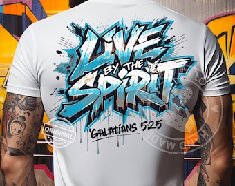 Live By The Spirit Graffiti Christian PNG, Galatians Bible Verse Art, Bold Street Style Faith