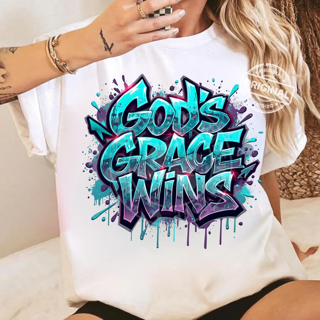 God’s Grace Wins, Graffiti Style Christian PNG, Faith Quote Digital ...
