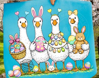 Easter Goose Family PNG, Spring Ducks, Geese Bunny Eggs Sublimation, Shirt Design