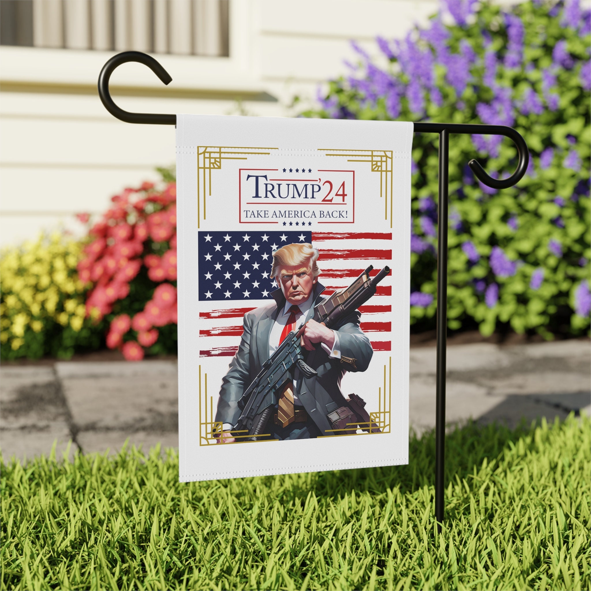 Trump 2024 Hofschild – Doppelseitig, 43,2x66 Cm, Mit Heringen – Für Garten & Vorgarten
