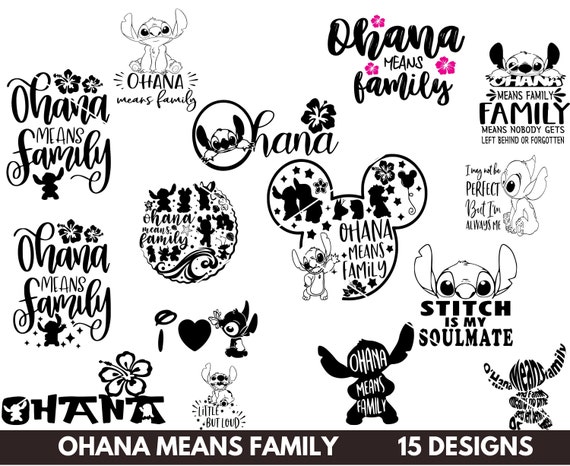 Stitch OHANA - Family Disney Silhouette Vinyl Decals, Glass Decals for in  2023