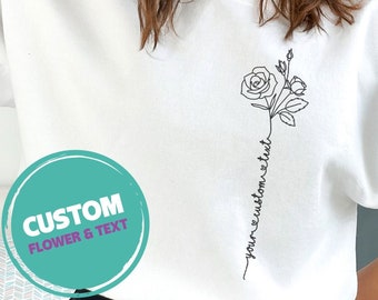 Custom Birth Flower Birth Month Sweatshirt, Personalised Mom Sweater, Custom Mothers Day Gift, Mothers Day Sweatshirt, Gift for Mama