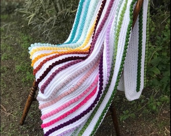 Over The  Rainbow Crochet Afghan Blanket pattern/ intermediate beginner pattern