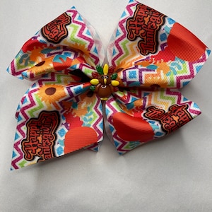 Thanksgiving Hair Bow with Turkey Charm