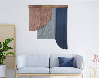 Blue Extra Large Macrame Wall Hanging Boho Cotton Wall Tapestry Grey Macrame Headboard Bedroom Decor Spiritual Home Gift