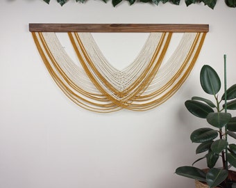 Mustrad Color Cotton Extra Large Macrame Wall Decor Walnut Wood Yarn Wall Hanging Living Room Decor First Home Gift