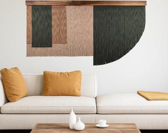 Customizable Extra Large Macrame Yarn Wall Hanging Walnut,Beech,Oak Wood Farm House Decor