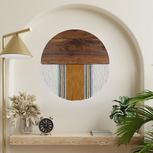 Customizable Halfmoon Cotton Mustard Macrame Wall Art Walnut Wood Colorful Wall Hanging Bedroom Wall Decor Home Gifts For Mother