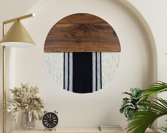 Personalized Modern Cotton Wall Decor Black Macrame Wall Hanging Walnut Wood Home Decor Housewarming Gift For New Home