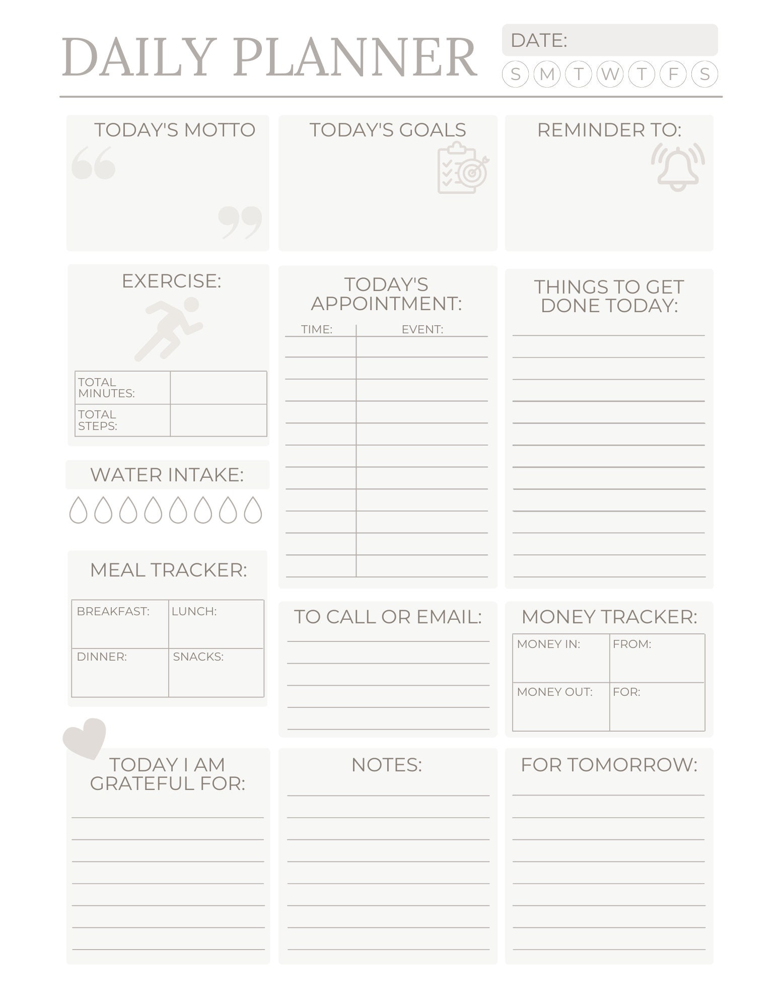 Printable Daily Planner Page - Etsy