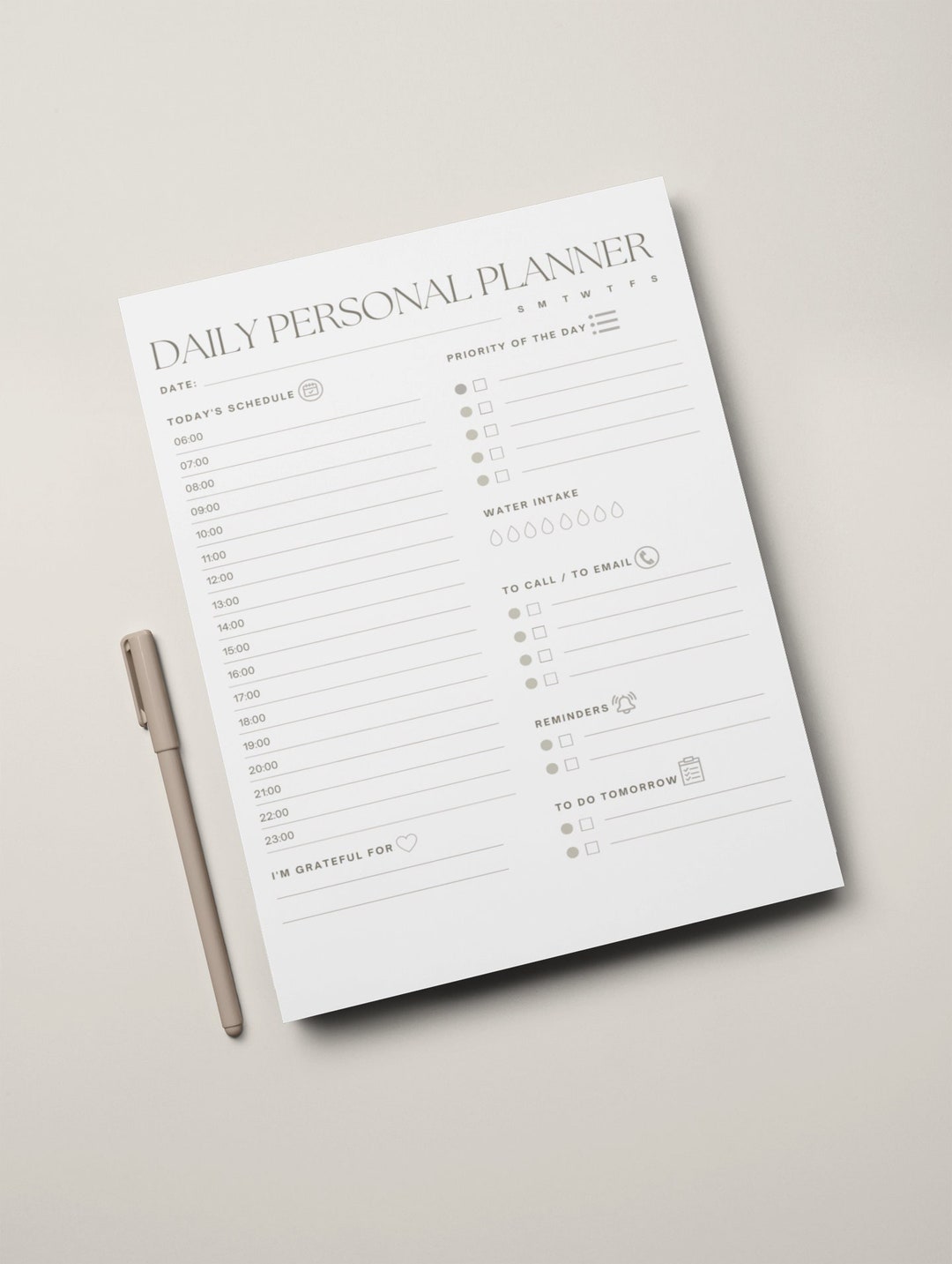 Printable Daily Planner Page - Etsy