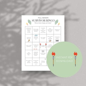 Survivor TV Show Bingo, Survivor Watch Party Game PDF Download
