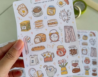 Hojas de pegatinas / Pegatinas con temática de desayuno de buenos días para diarios/agendas