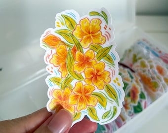 Stickers | Matte Yellow Fine Arts Flowers Stickers