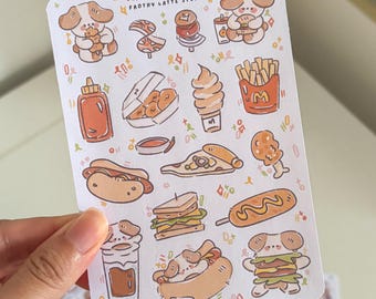 Sticker Sheet | Fast Food with Dog Latte for Journal/Planners