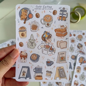 Sticker Sheets | Cafe Barista Coffee Theme Stickers for Journal/Planners
