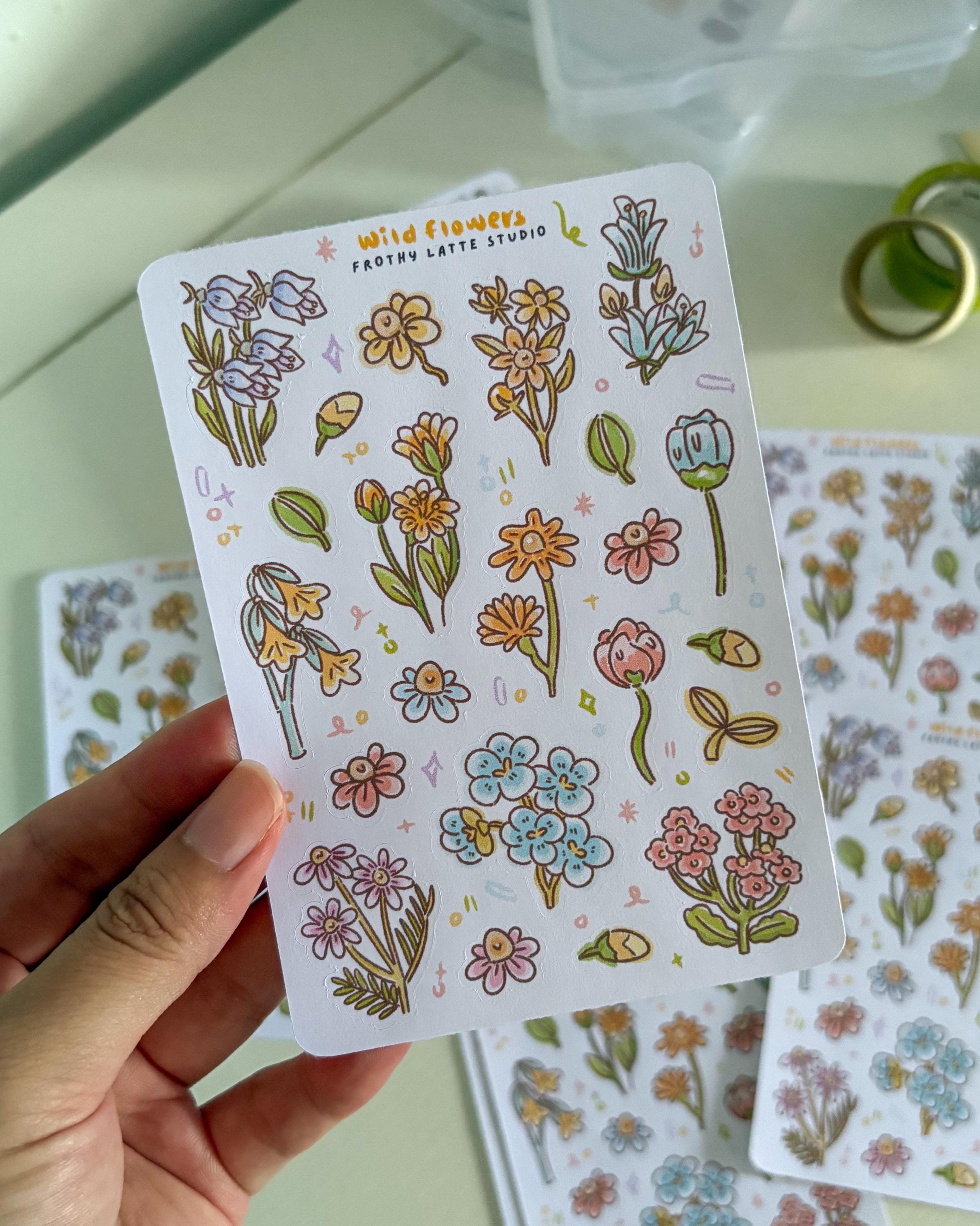Sticker Sheets | Wildflowers, Vintage Florals Stickers for Journal ...