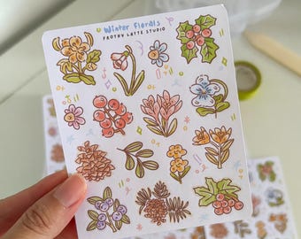 Sticker Sheets | Mini Winter Florals Stickers for Journals