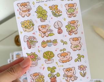 Sticker Sheets | Plants With Mocha Cat Stickers for Journals/Planners