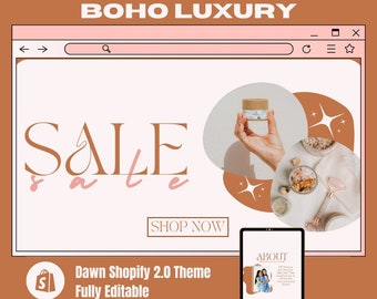 Boho Shopify Theme/ Luxury Shopify Theme/ Fashion Shopify Theme/ Shopify Template/ Minimalistic Shopify Theme/ Shopify Banners